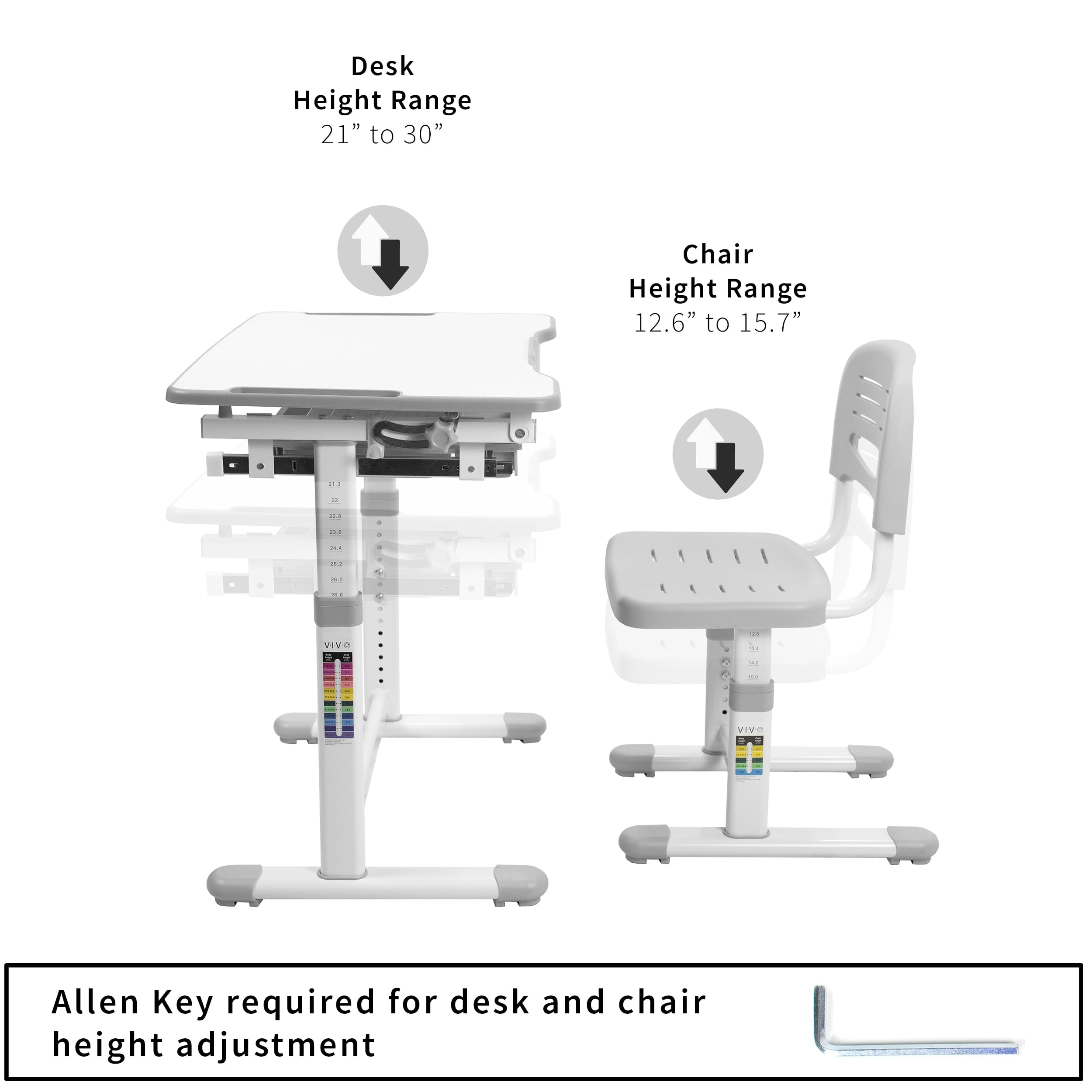 VIVO Height Adjustable Childrens Desk & Chair Kids Interactive Work Station Grey