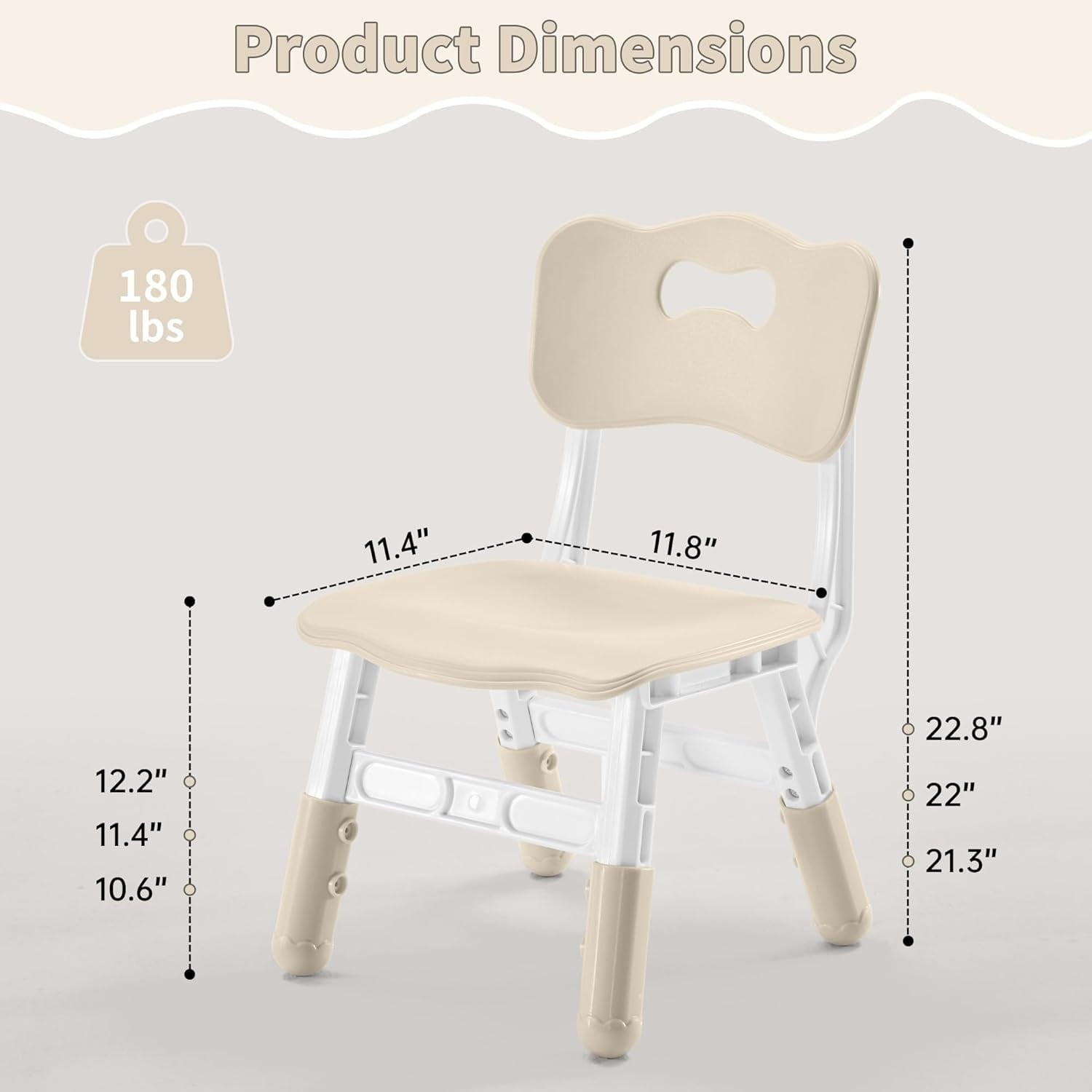 Adjustable Toddler 2 Chairs Set, 3 Level Adjustable Children’s Chair for Age2-8, Durable and Lightweight, Maximum Load-Bearing 180LBS, Plastic Kids Chairs for Classroom/Daycare/Home