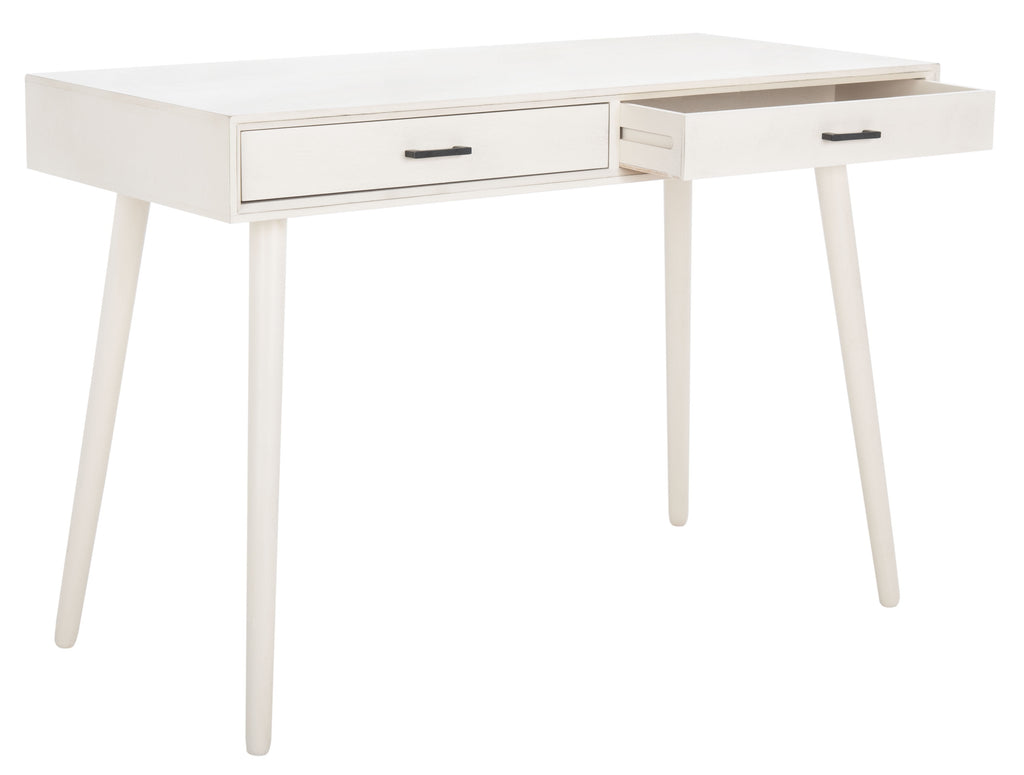 SAFAVIEH O'Dwyer Solid Retro 2 Drawer Writing Desk, Distressed White