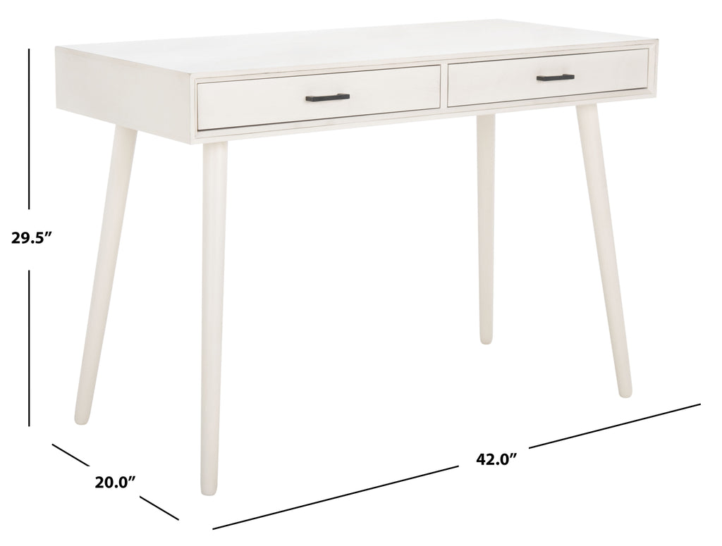 SAFAVIEH O'Dwyer Solid Retro 2 Drawer Writing Desk, Distressed White