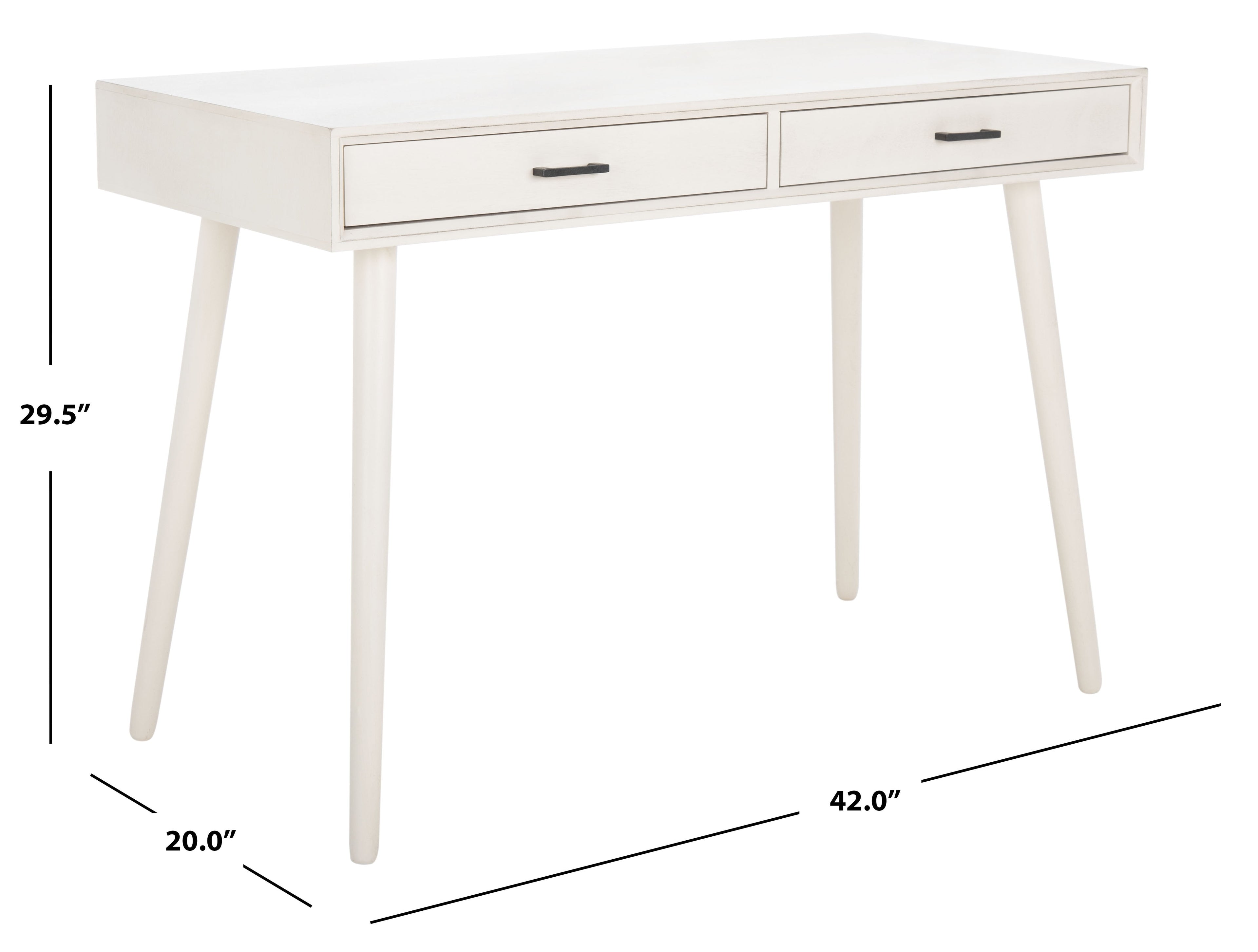 SAFAVIEH O'Dwyer Solid Retro 2 Drawer Writing Desk, Distressed White