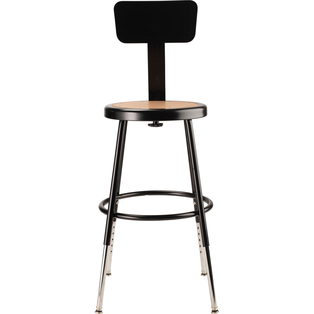 18.5 -26.5" Height Adjustable Heavy Duty Steel Stool with Backrest - Black