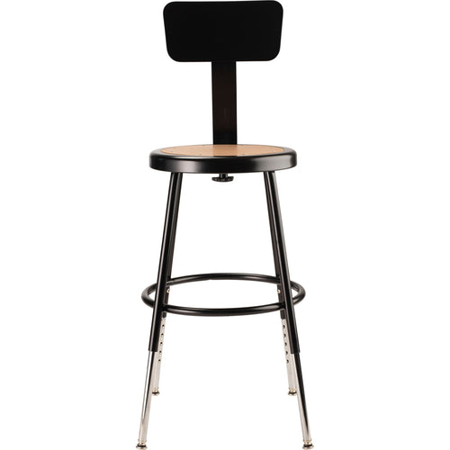 18.5 -26.5" Height Adjustable Heavy Duty Steel Stool with Backrest - Black