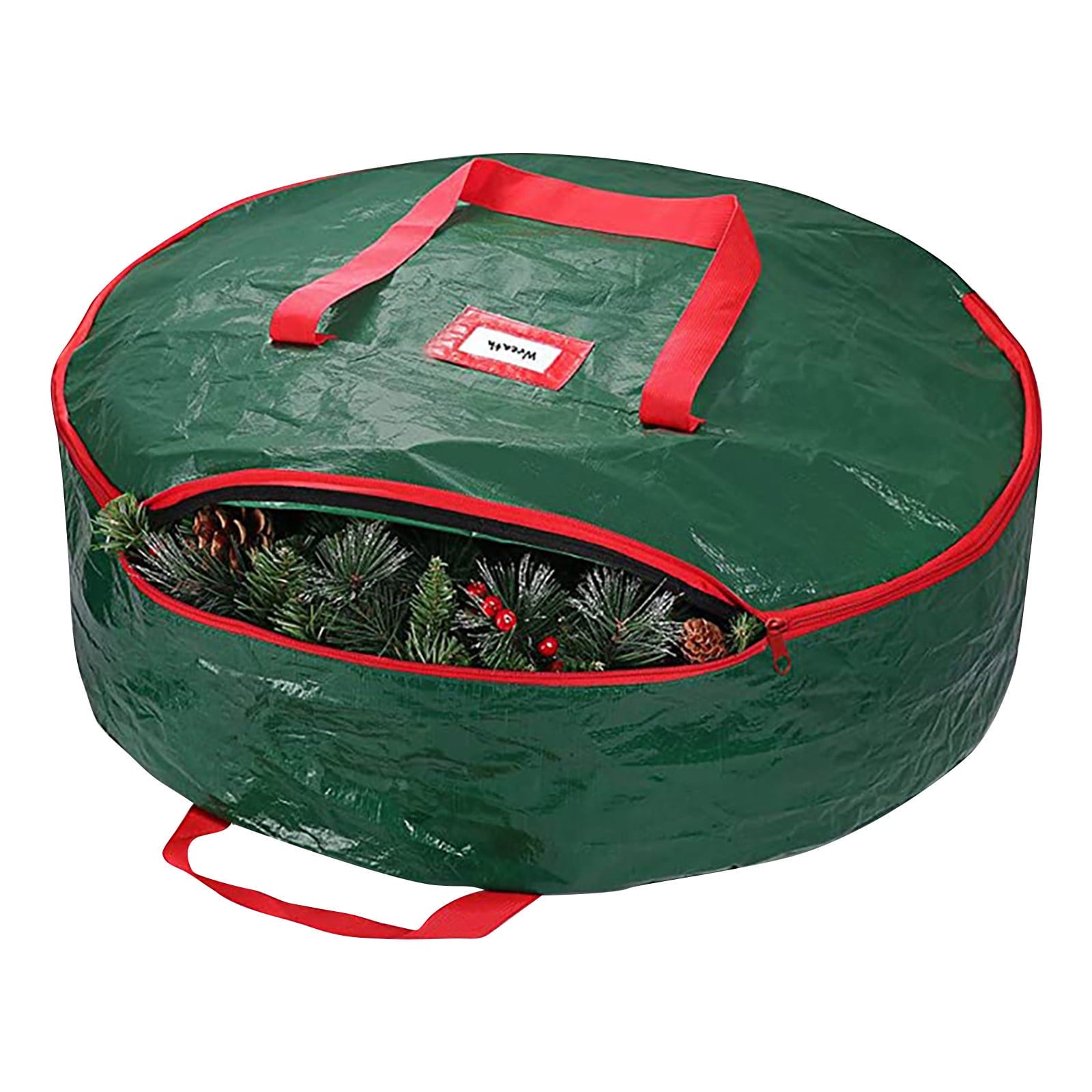 Christmas Wreath Storage Bag 30 Inch - 1 Pack Christmas Wreath Garland Storage Container with Dual Zipper & Handles, Wreath Storage Organizer Box Protect Xmas Ornaments Party Decorations