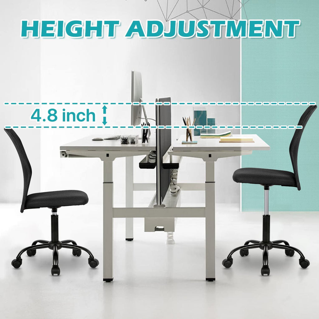 NiamVelo Executive Mesh Office Chair Armless Computer Chairs Adjustable Desk Chair with Lumbar Support for Adults, Black