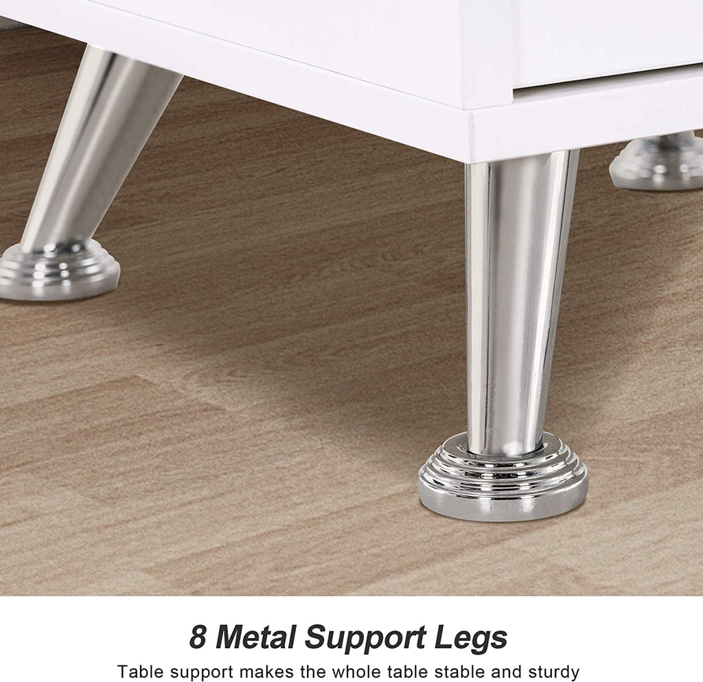 BarberPub Makeup Vanity Desk with Storage Drawer and Cabinet, Nail Desk with Glass Top