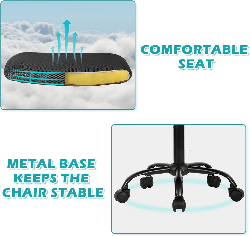 NiamVelo Executive Mesh Office Chair Armless Computer Chairs Adjustable Desk Chair with Lumbar Support for Adults, Black