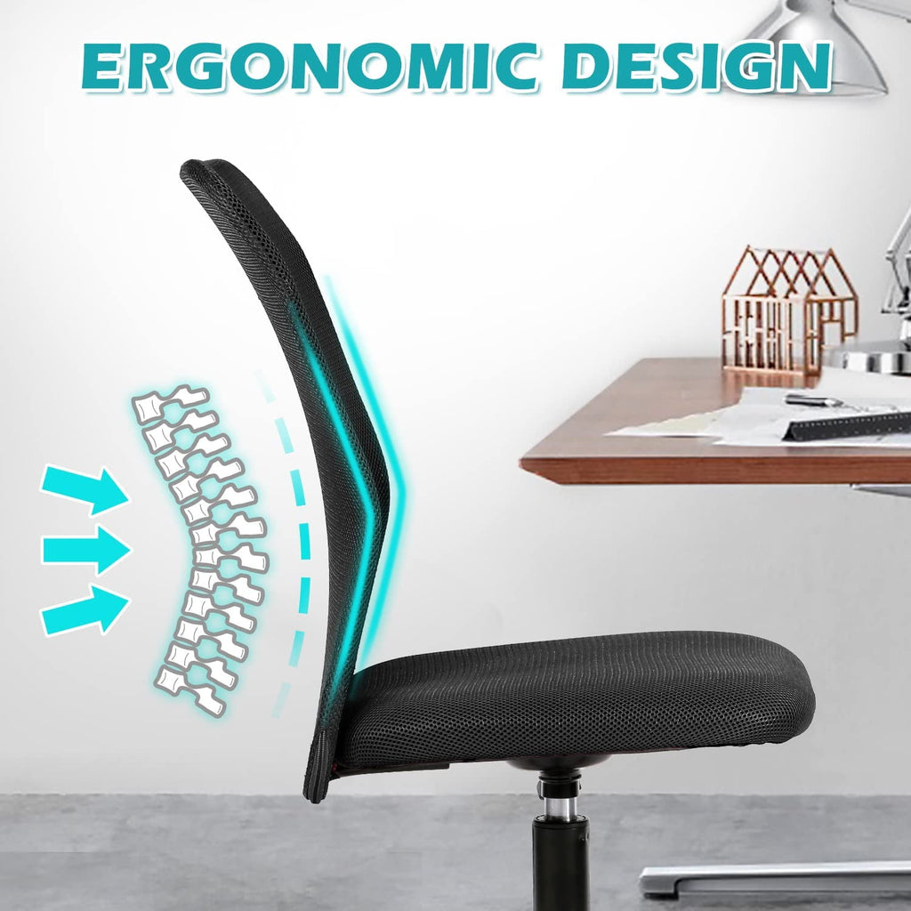 NiamVelo Executive Mesh Office Chair Armless Computer Chairs Adjustable Desk Chair with Lumbar Support for Adults, Black